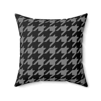 Grey, Black Retro Houndstooth Cushion Pillow