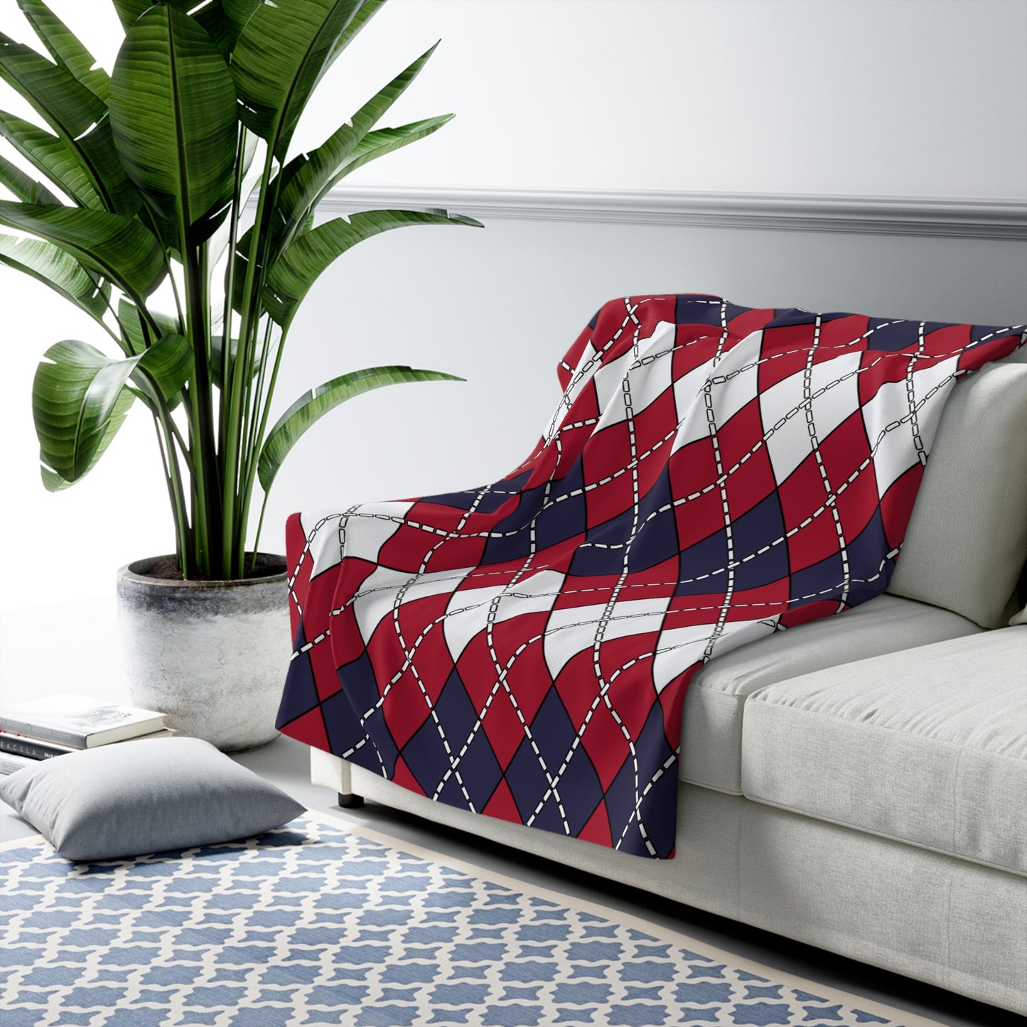 Thailand Retro Argyle Blanket Throw
