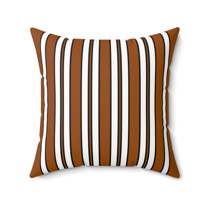 Brown, White Retro Stripes Cushion Pillow