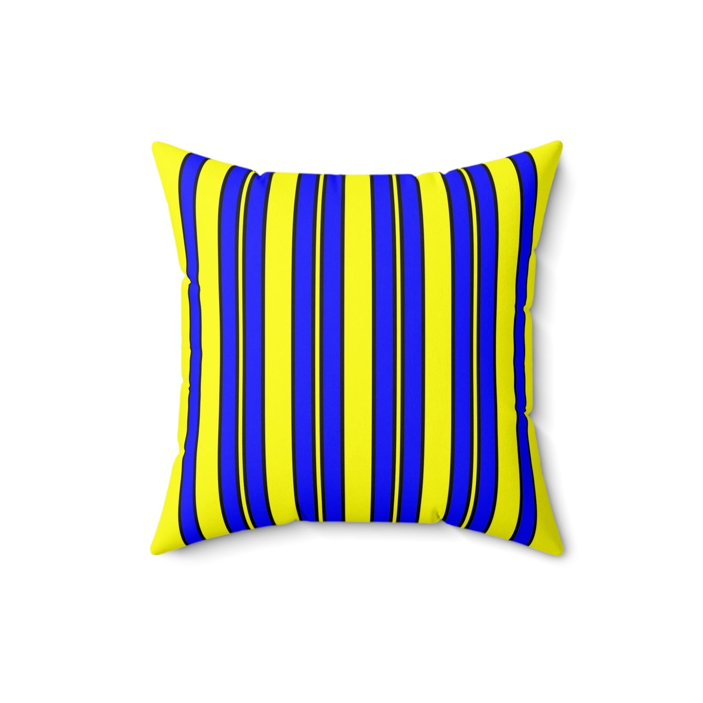 Yellow, Blue Retro Stripes Cushion Pillow