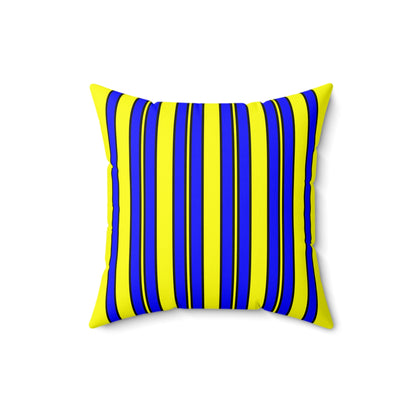 Yellow, Blue Retro Stripes Cushion Pillow