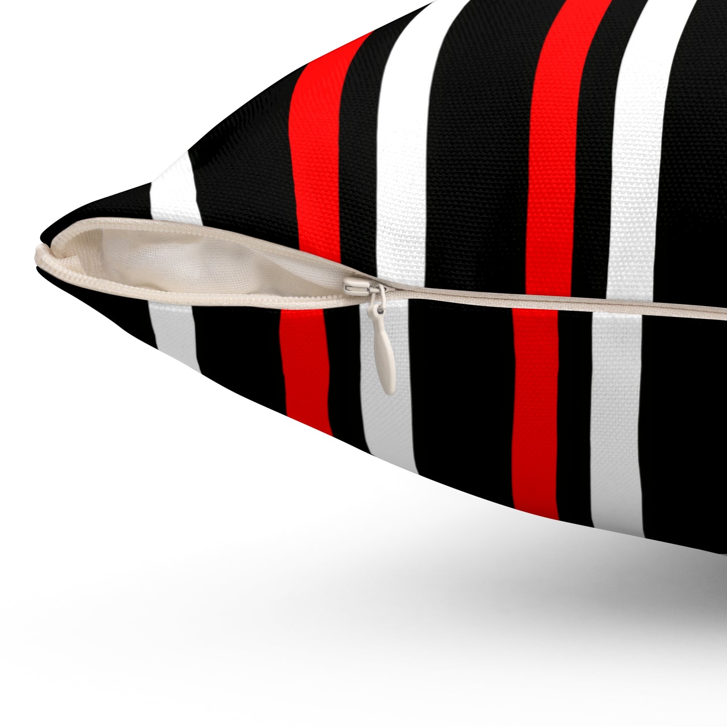 Black, White, Red Retro Stripes Cushion Pillow