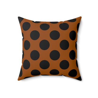 Brown, Black Retro Polka Dots Cushion Pillow