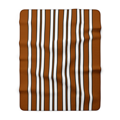 Brown, White Retro Stripes Blanket Throw