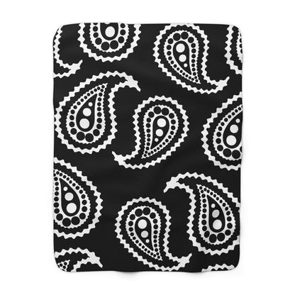 Black, White Retro Paisley Blanket Throw