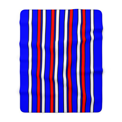 Blue, White, Red Retro Stripes Blanket Throw