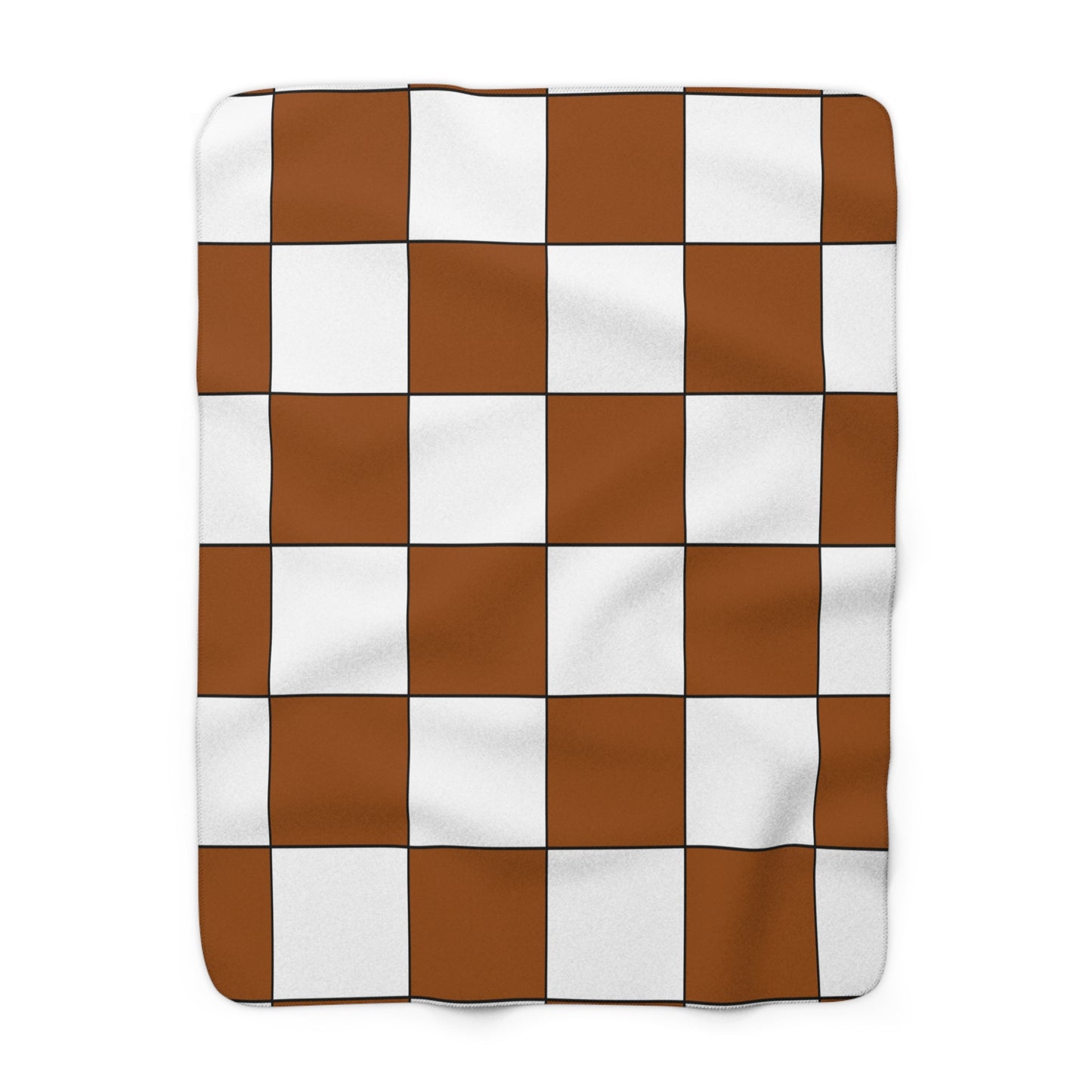 Brown, White Retro Check Blanket Throw
