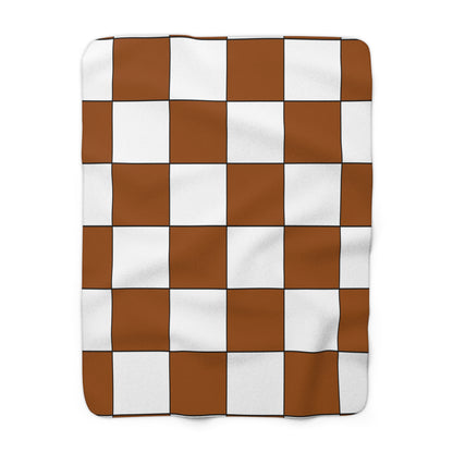 Brown, White Retro Check Blanket Throw