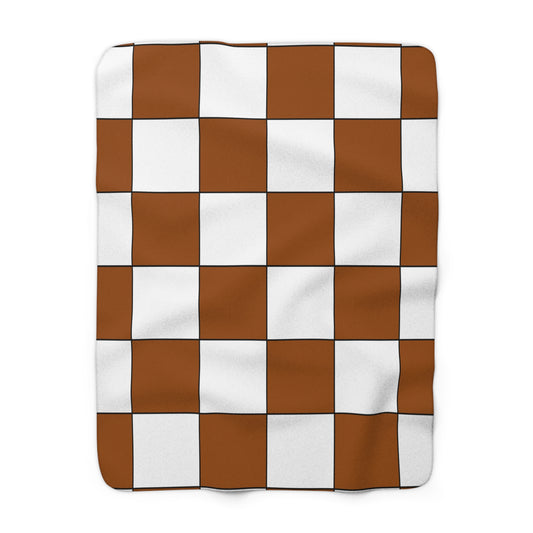 Brown, White Retro Check Blanket Throw