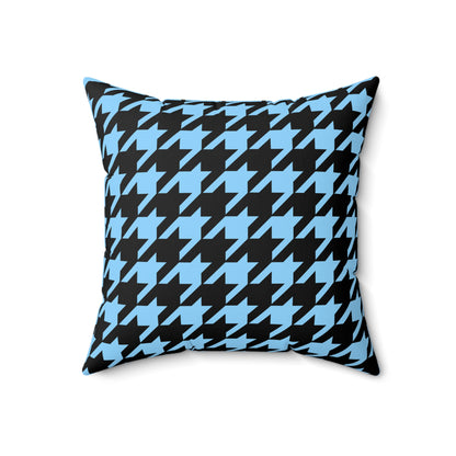Light Blue, Black Retro Houndstooth Cushion Pillow