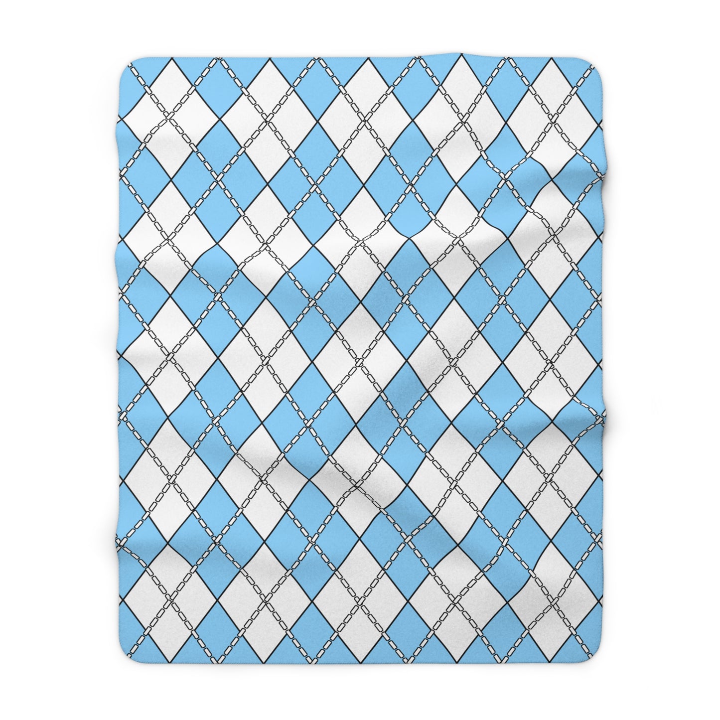Light Blue, White Retro Argyle Blanket Throw