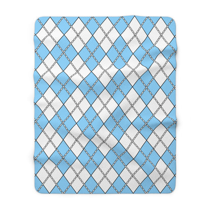 Light Blue, White Retro Argyle Blanket Throw