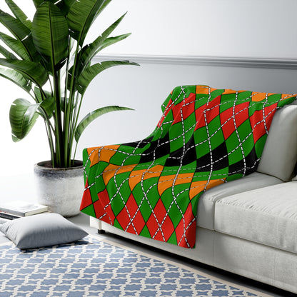 Zambia Retro Argyle Blanket Throw