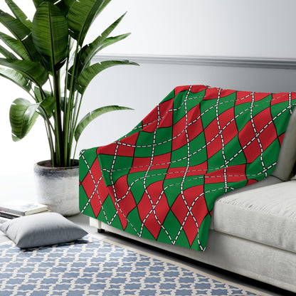 Turkmenistan Retro Argyle Blanket Throw