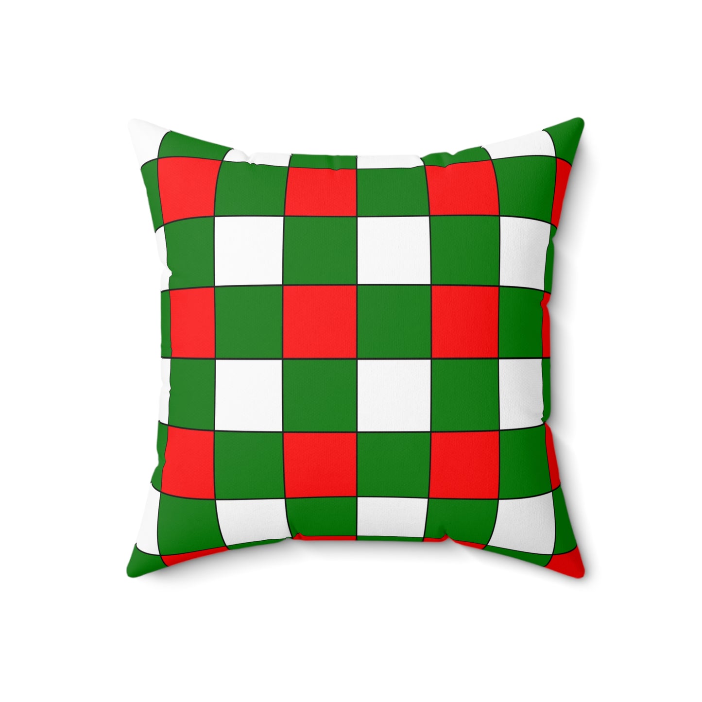 Green, White, Red Retro Check Cushion Pillow