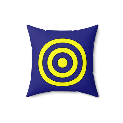 Navy Blue, Yellow Retro Target Cushion Pillow