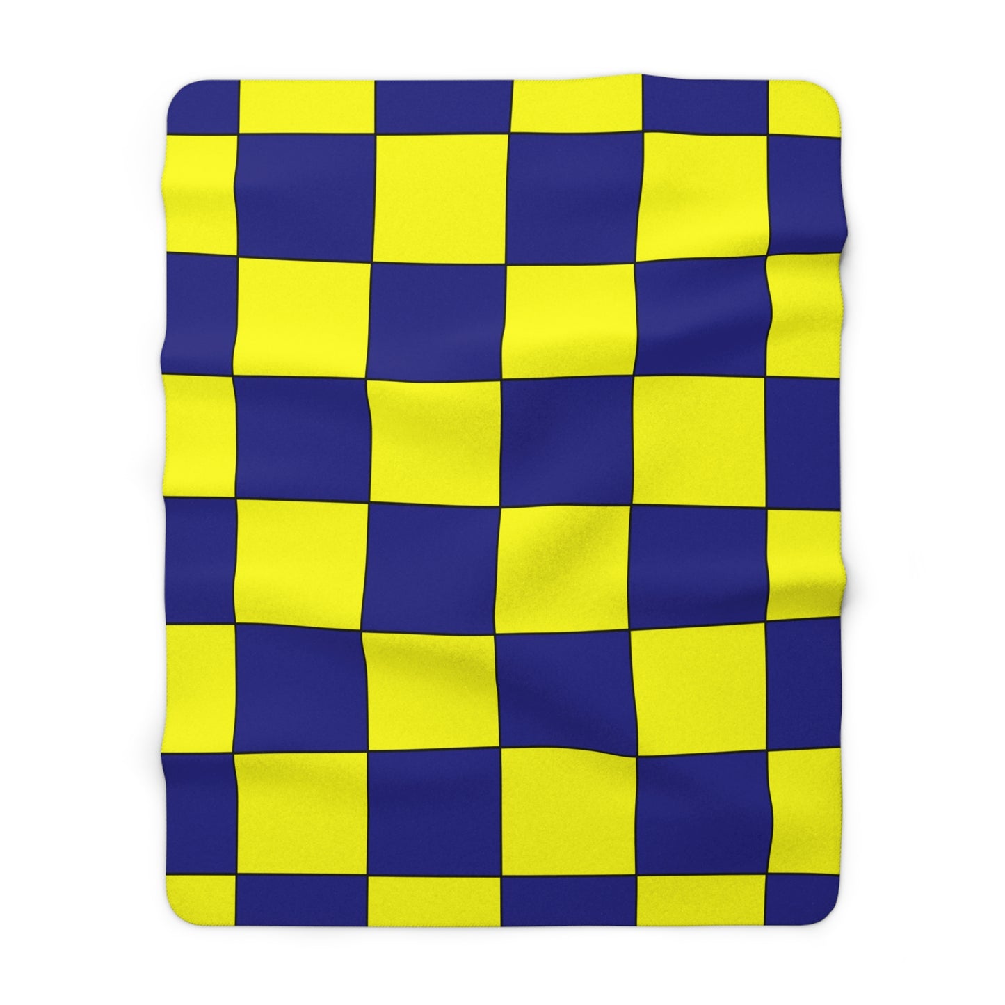 Navy Blue, Yellow Retro Check Blanket Throw