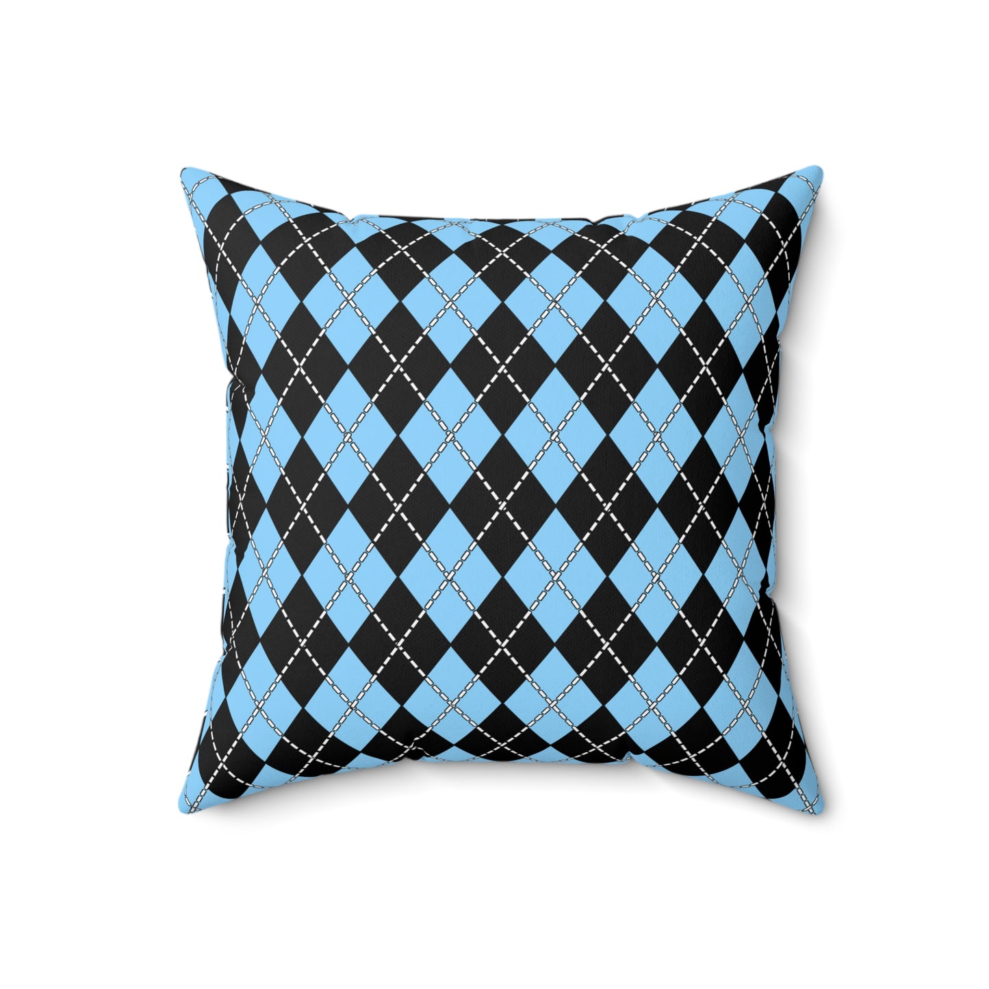 Light Blue, Black Retro Argyle Cushion Pillow