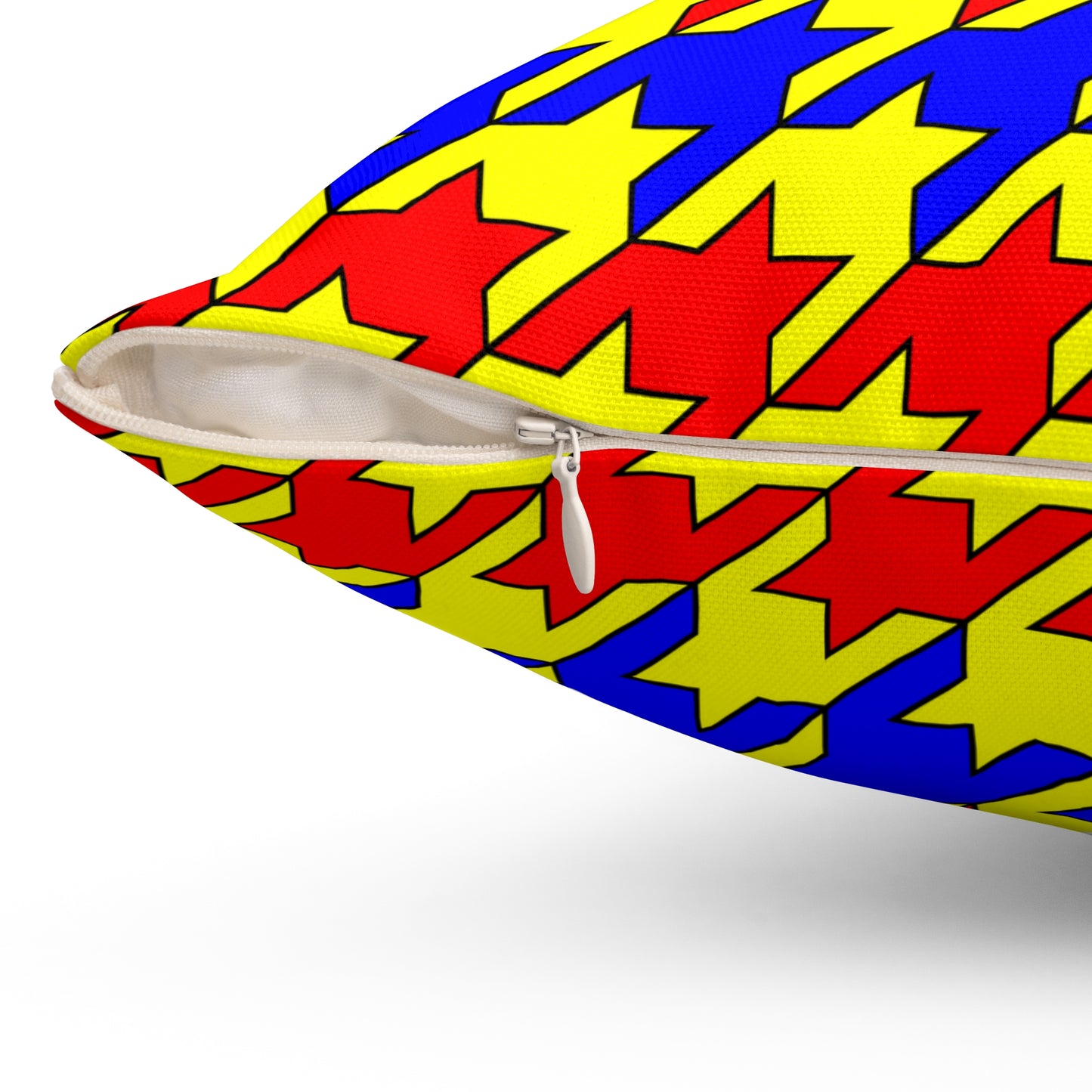 Yellow, Blue, Red Retro Houndstooth Cushion Pillow