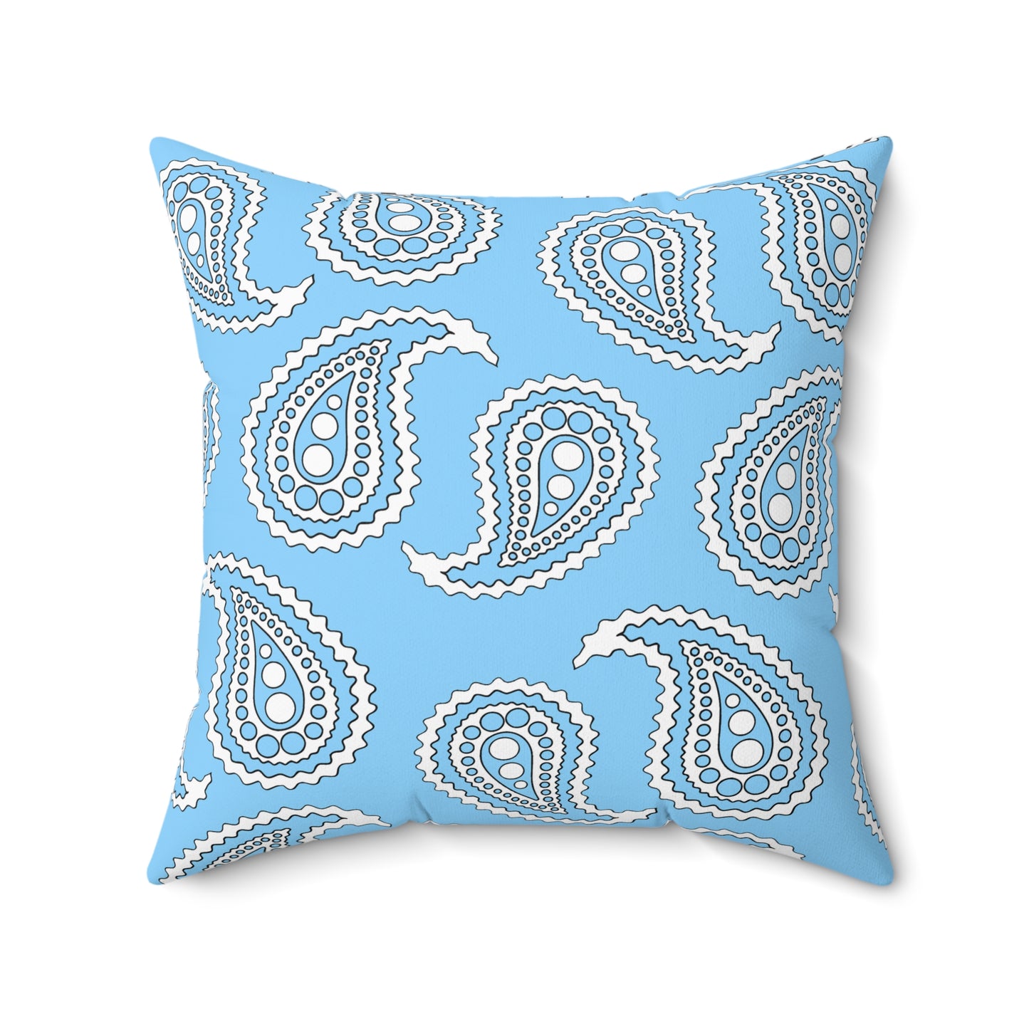 Light Blue, White Retro Paisley Cushion Pillow