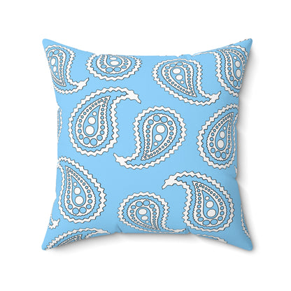 Light Blue, White Retro Paisley Cushion Pillow