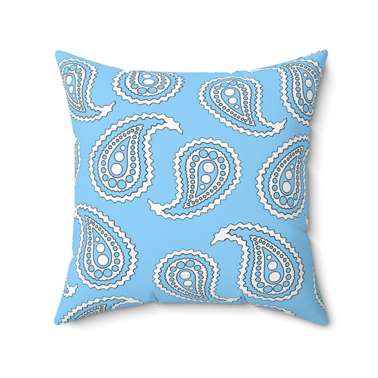 Light Blue, White Retro Paisley Cushion Pillow