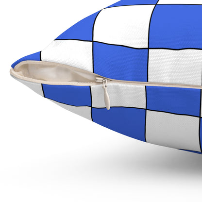 Royal Blue, White Retro Check Cushion Pillow
