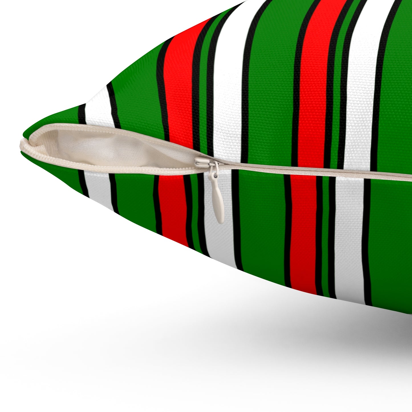 Green, White, Red Retro Stripes Cushion Pillow
