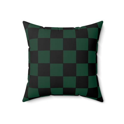 Dark Green, Black Retro Check Cushion Pillow
