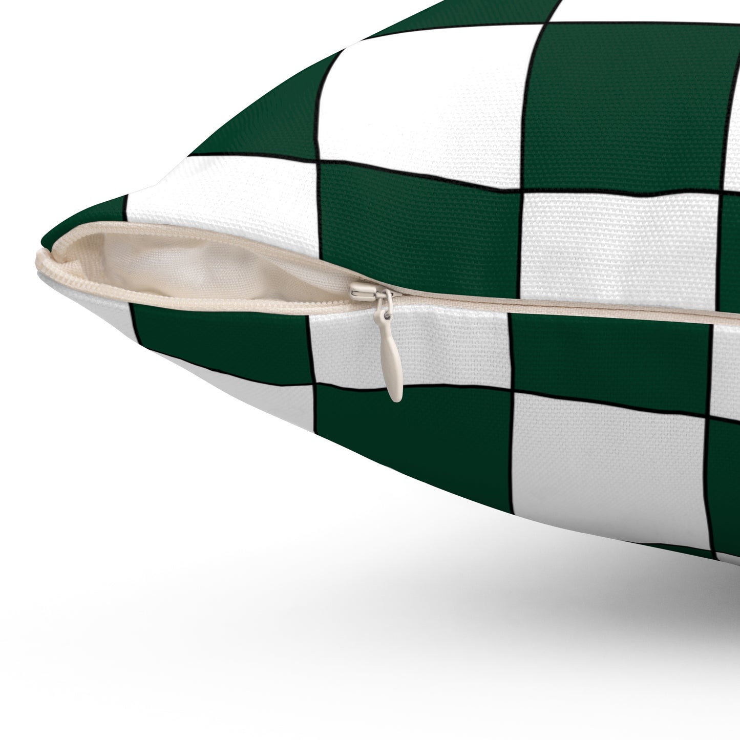Dark Green, White Retro Check Cushion Pillow