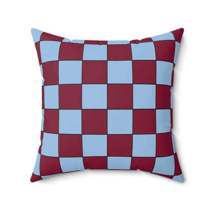 Claret, Blue Retro Check Cushion Pillow