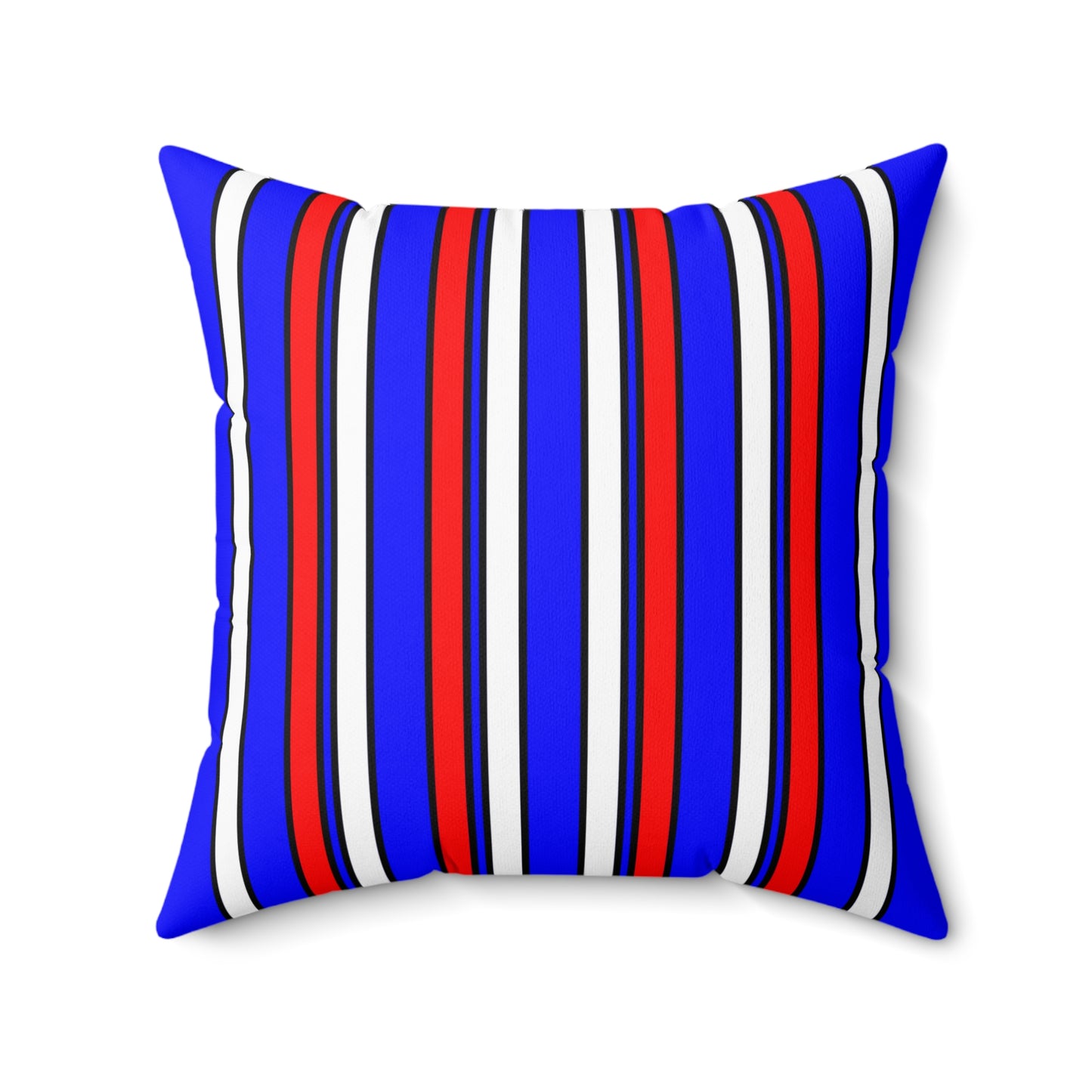 Blue, White, Red Retro Stripes Cushion Pillow