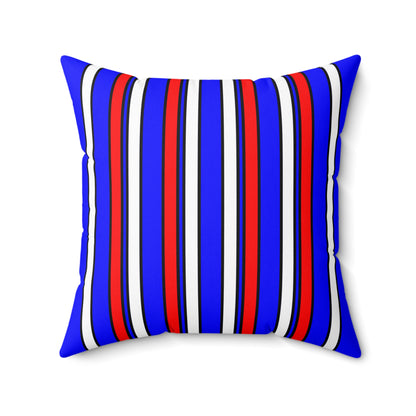 Blue, White, Red Retro Stripes Cushion Pillow