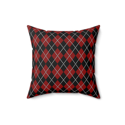Dark Red, Black Retro Argyle Cushion Pillow