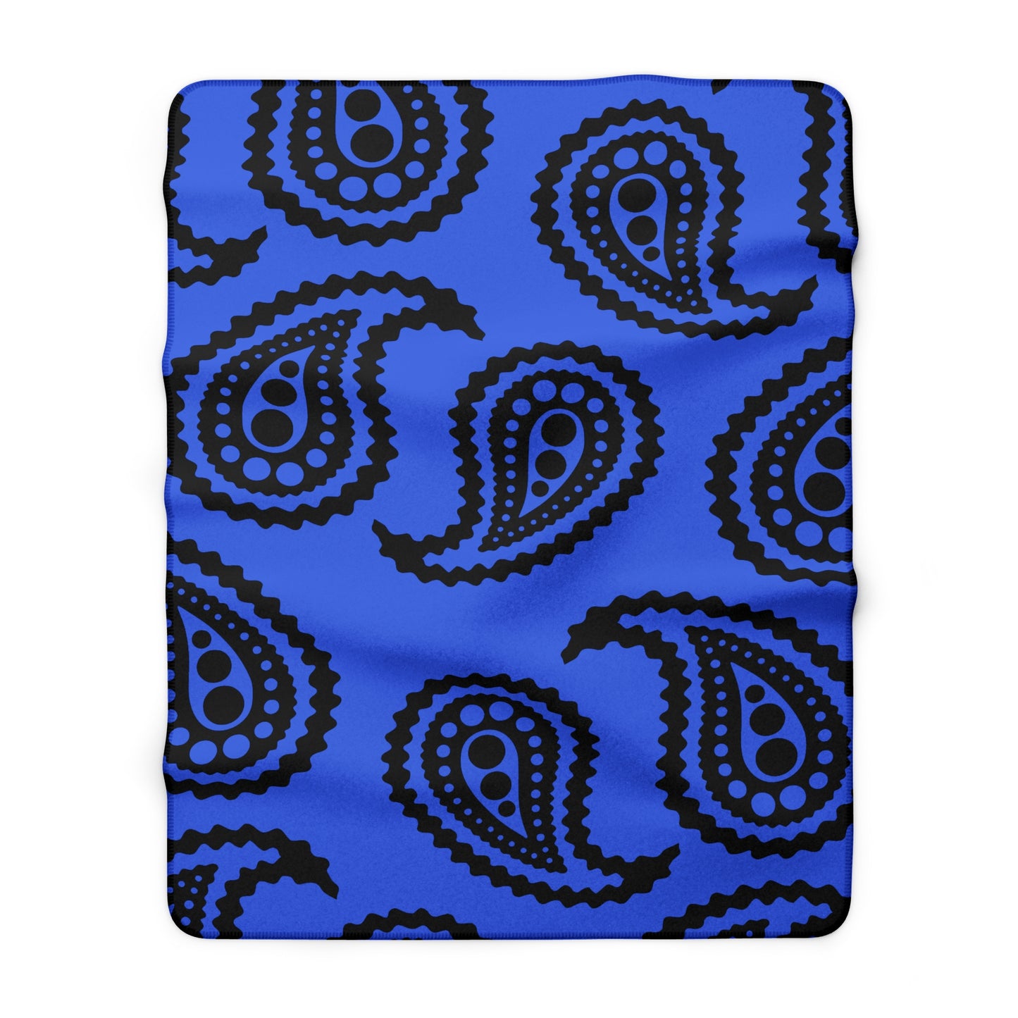 Royal Blue, Black Retro Paisley Blanket Throw