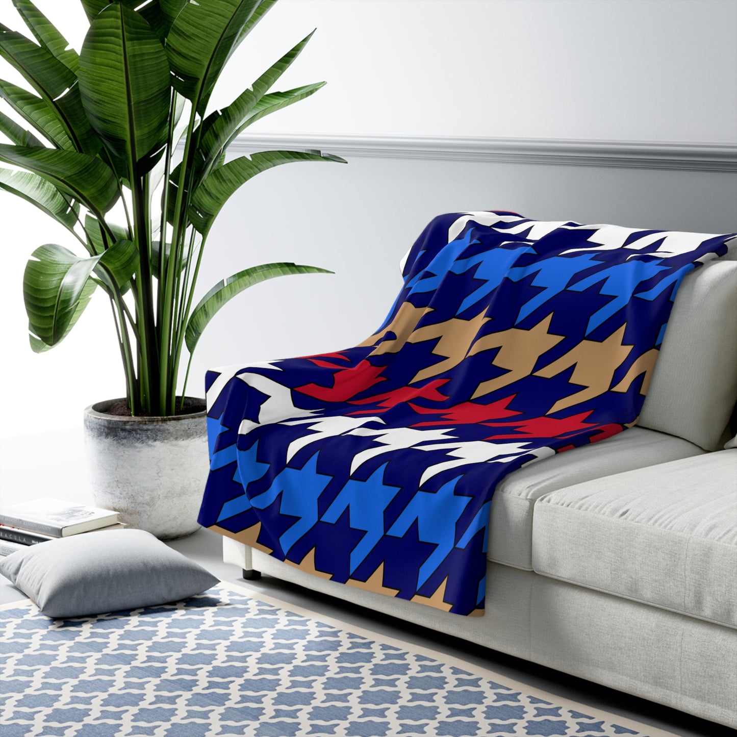 Tristan Da Cunha Retro Houndstooth Blanket Throw