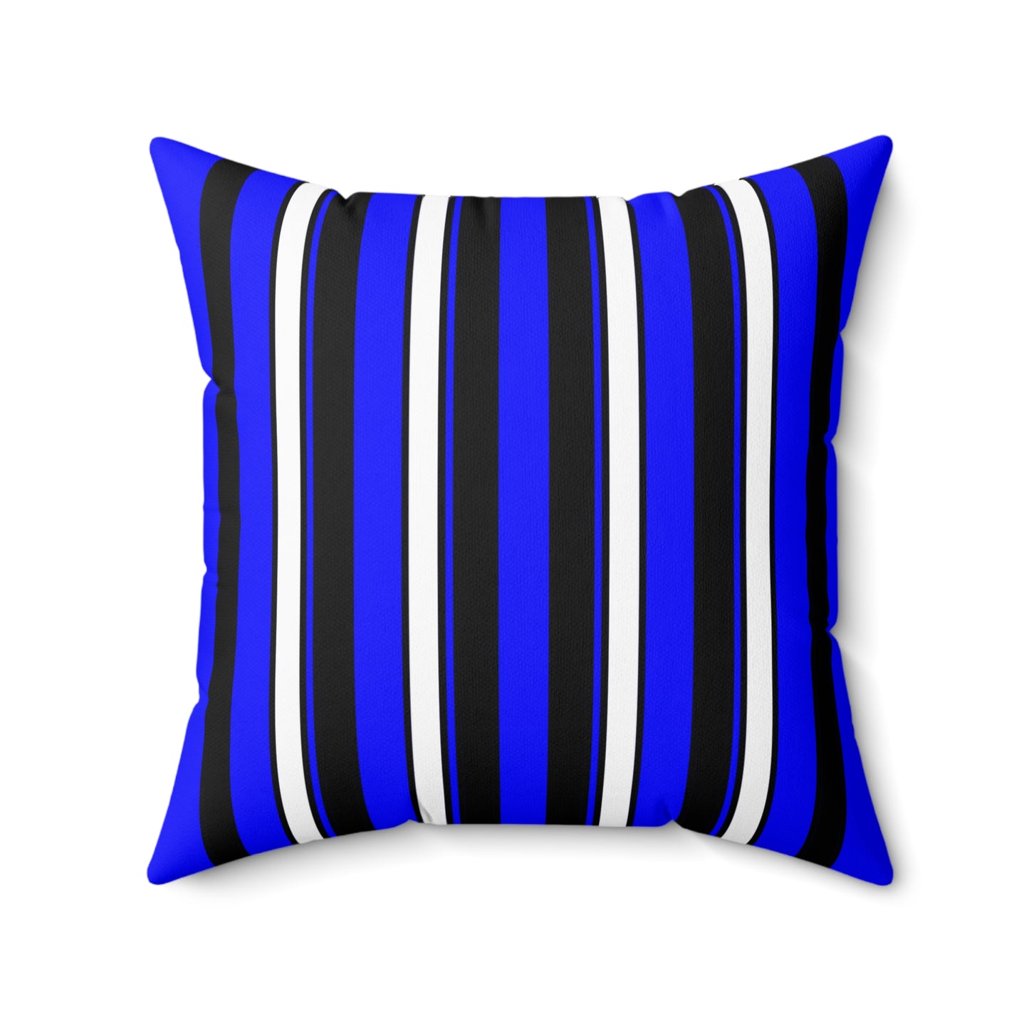 Blue, Black, White Retro Stripes Cushion Pillow