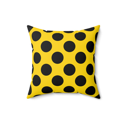 Gold, Black Retro Polka Dots Cushion Pillow