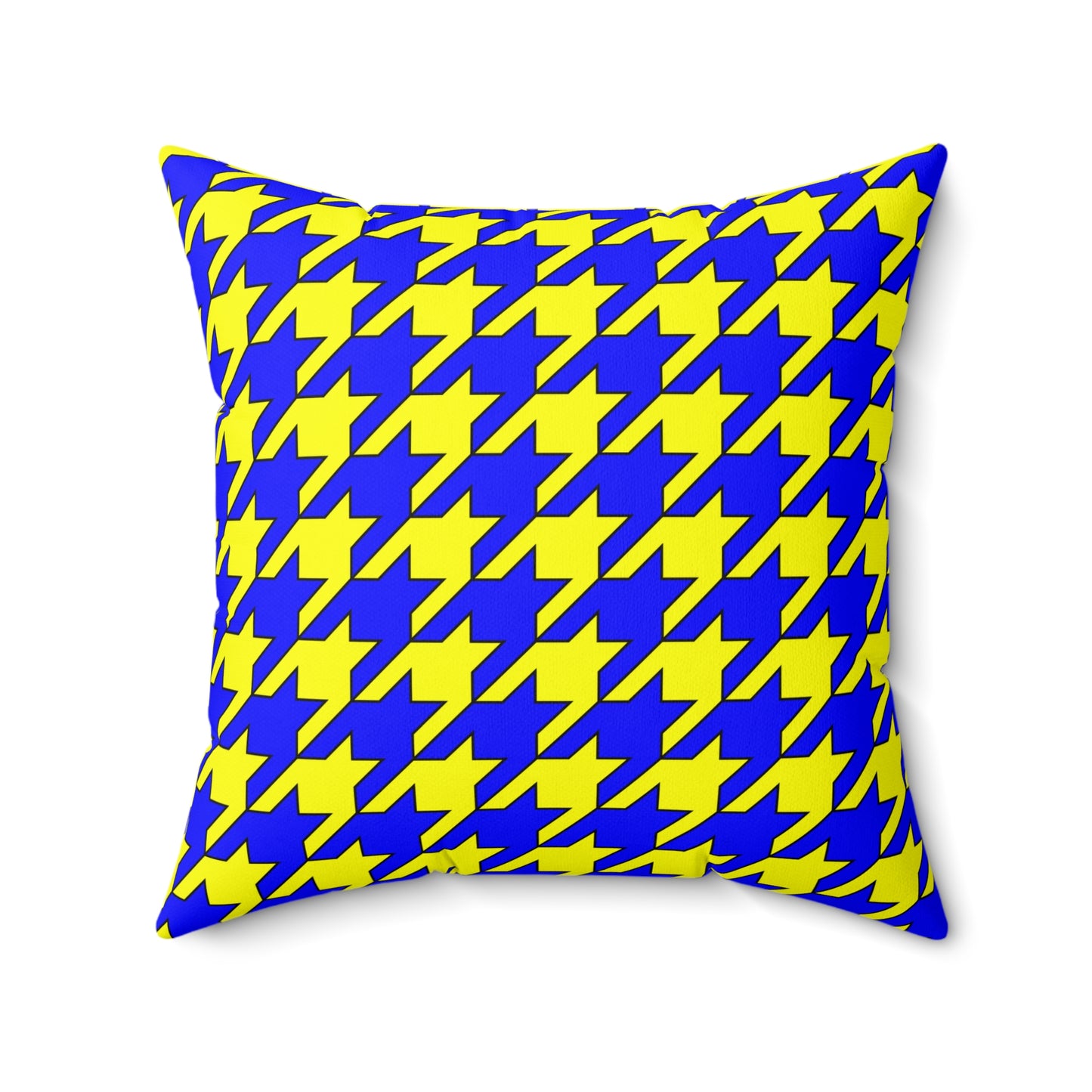 Yellow, Blue Retro Houndstooth Cushion Pillow