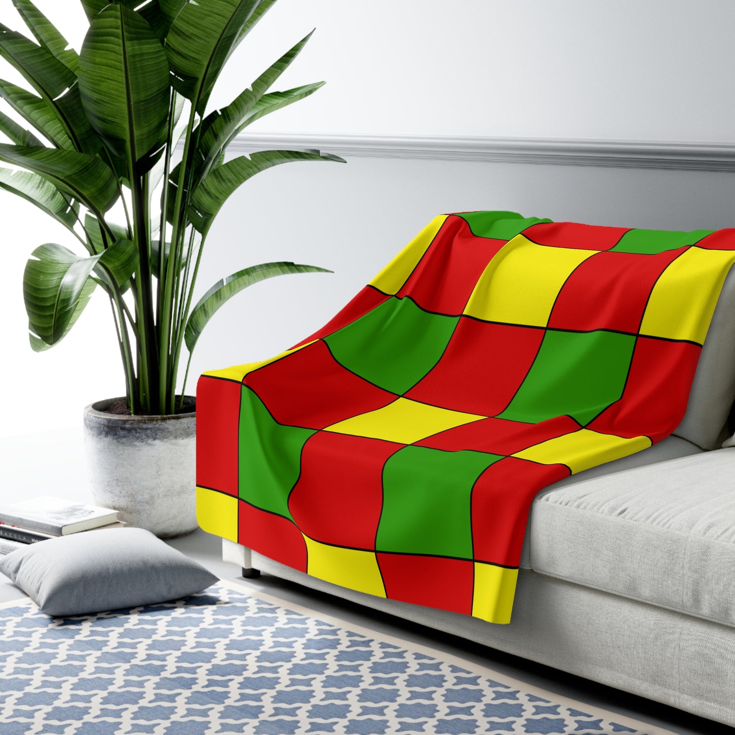Burkina Faso Retro Check Blanket Throw