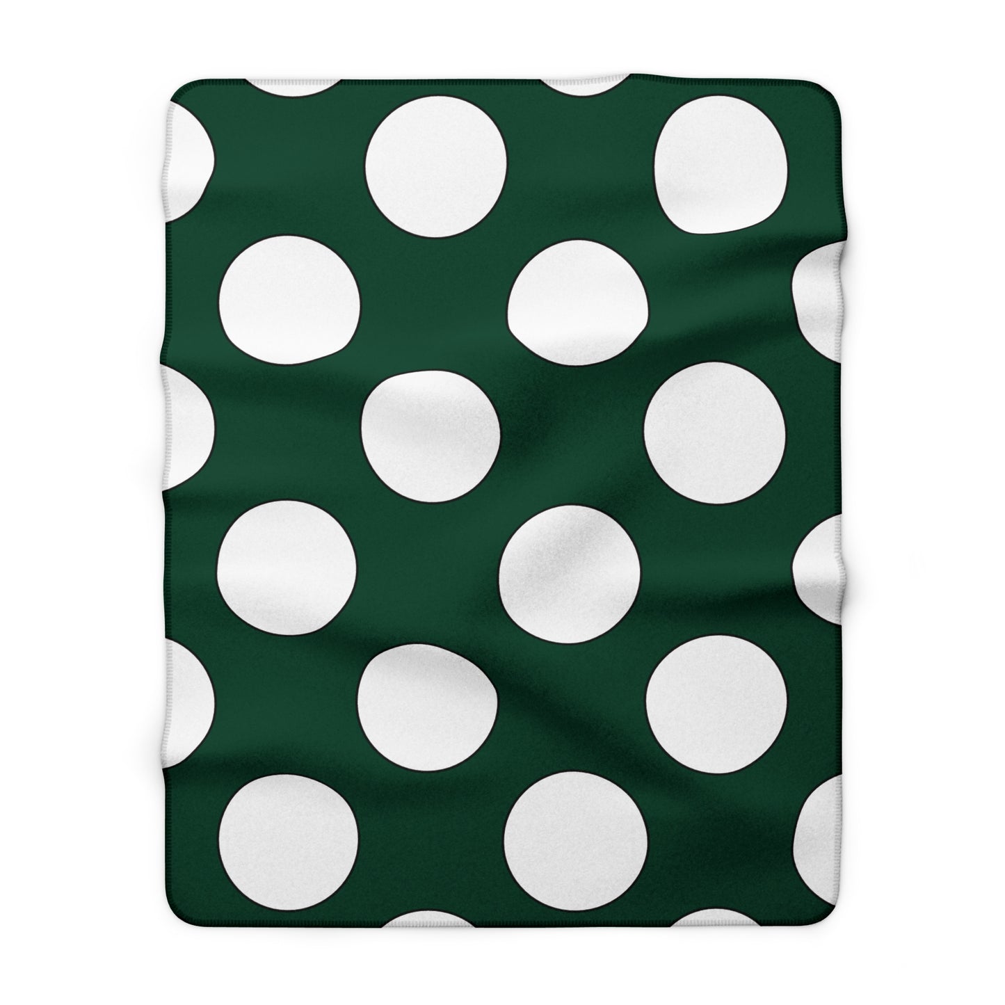 Dark Green, White Retro Polka Dots Blanket Throw