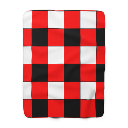 Red, Black, White Retro Check Blanket Throw