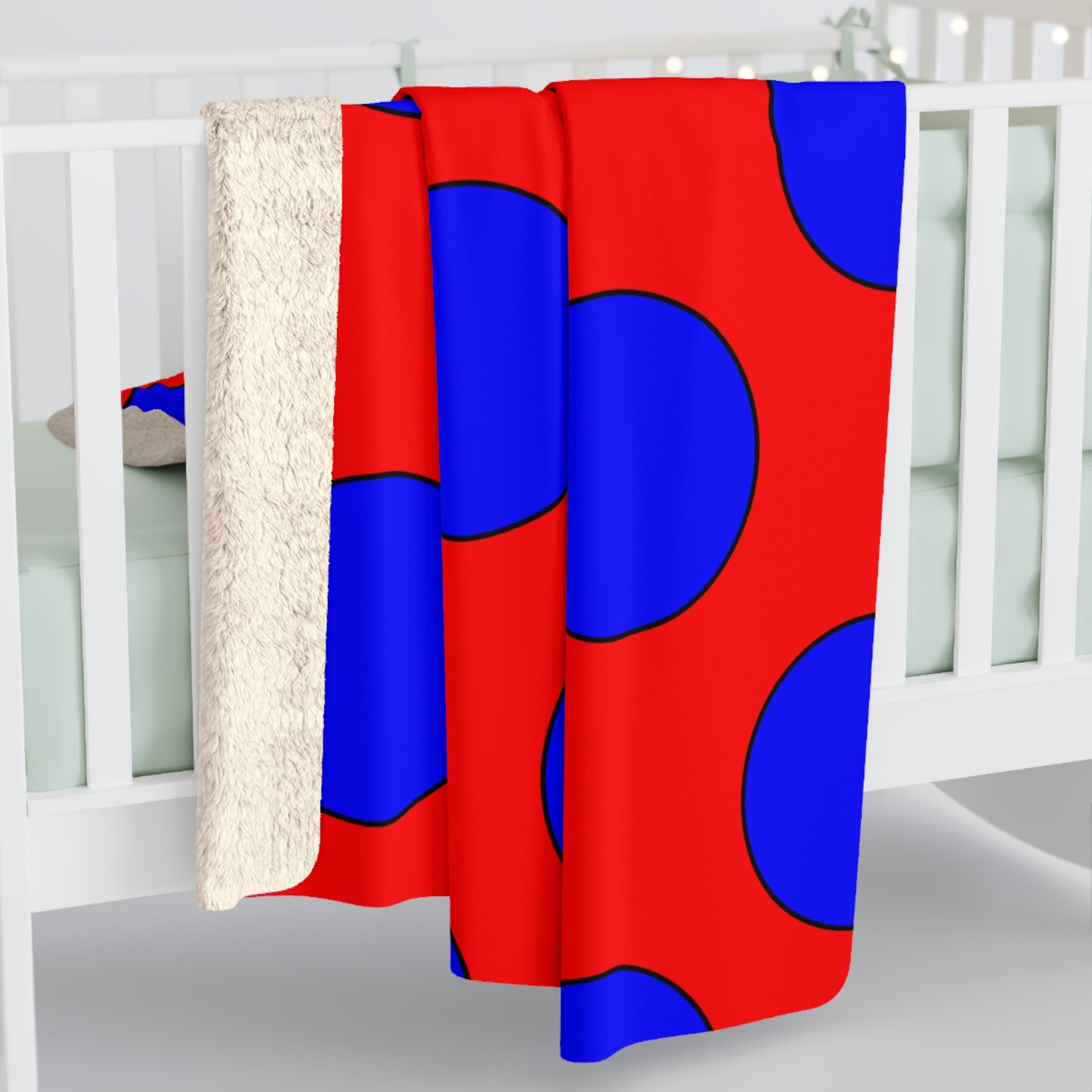 Red, Blue Retro Polka Dots Blanket Throw