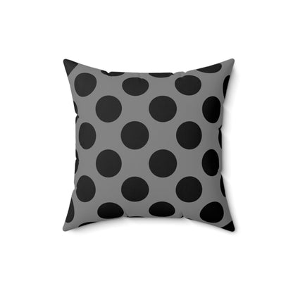 Grey, Black Retro Polka Dots Cushion Pillow