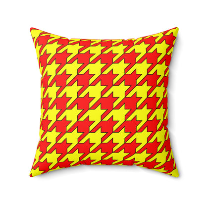 Red, Yellow Retro Houndstooth Cushion Pillow