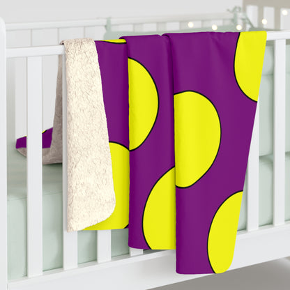 Purple, Yellow Retro Polka Dots Blanket Throw