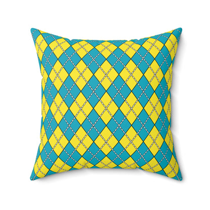 Kazakhstan Retro Argyle Cushion Pillow