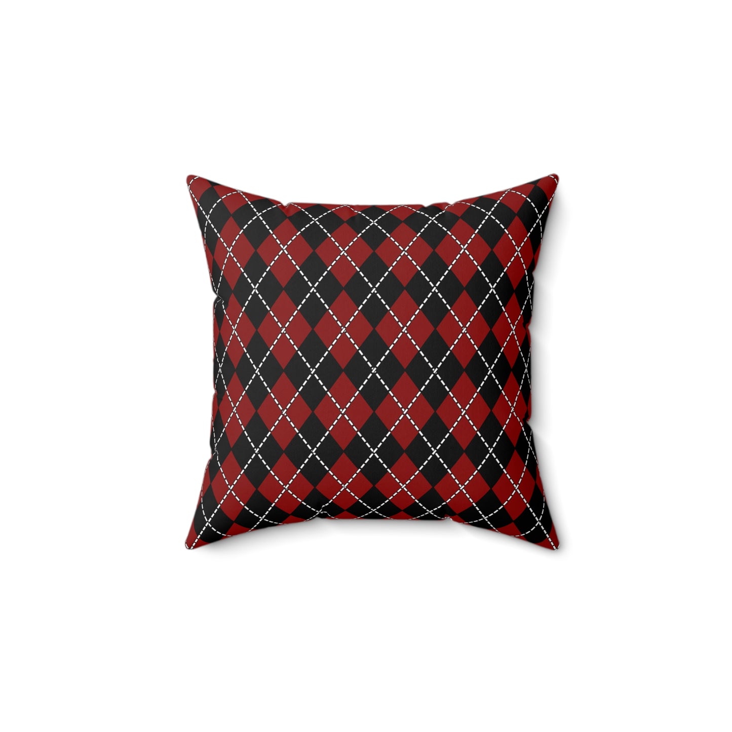 Dark Red, Black Retro Argyle Cushion Pillow