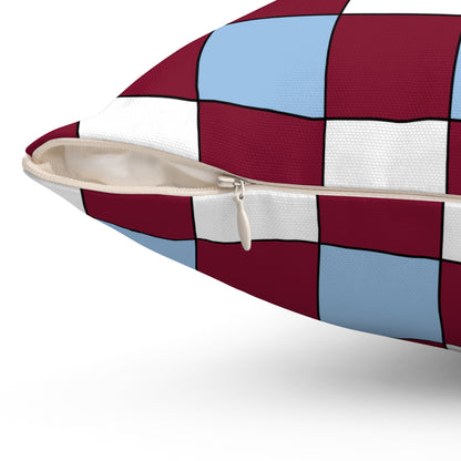 Claret, Blue, White Retro Check Cushion Pillow