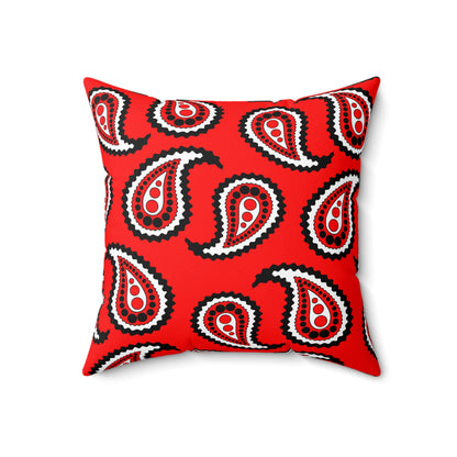 Red, Black, White Retro Paisley Cushion Pillow